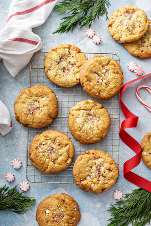 Peppermint white chocolate cookies baked for Christmas
