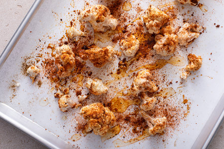 Making roasted cauliflower with paprika and spicesの写真素材