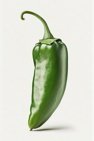 Green chili pepper jalapeno on white background, generative AIの素材