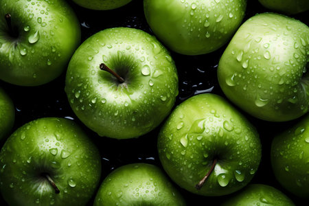 Fresh green apples filling the entire frame, food background idea, generative AIの素材