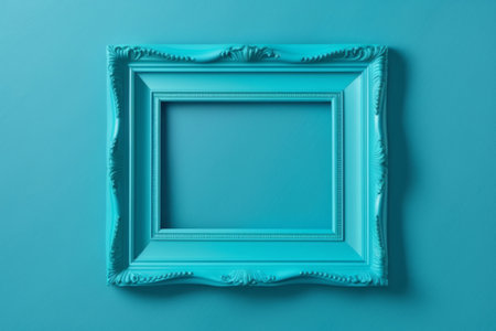 Decorative blue frame on blue background, graphic mock up , generative AIの素材