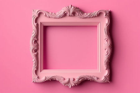 Decorative blue frame on pink background, graphic mock up , generative AIの素材