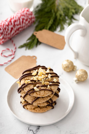 Christmas cookies with crystallized ginger and dark chocolateの写真素材