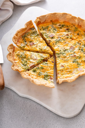 Ham and cheese quiche, recipe for Easter brunch or breakfastの写真素材