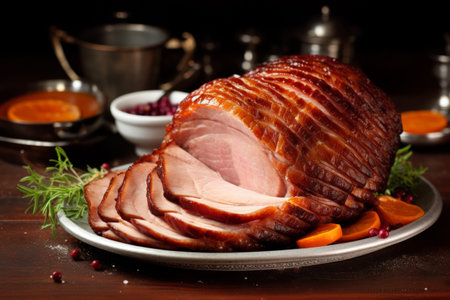 Christmas ham brown sugar glazed spiral cutの素材