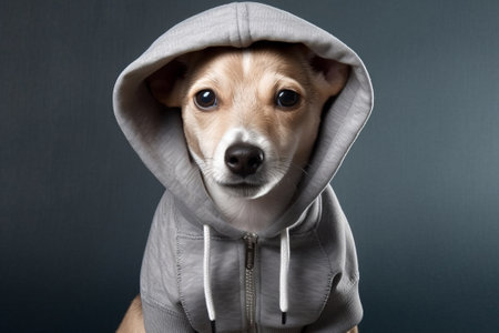 Cute dog in a hoodie, clothing for dogsの素材