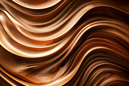 Abstract luxury copper metal background flowing in wavesの素材