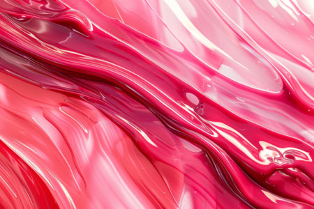 Abstract background showing a pink and red nail polish creating a wavy patternの素材