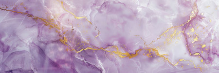 Alcohol ink is flowing and creating a beautiful purple and gold texture with a sparkling effectの素材