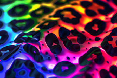 Rainbow neon leopard print background for fashion designs or other creative projectsの素材