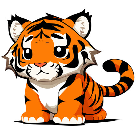 Cute tiger isolated on a white background. Vector illustration for your designのイラスト素材