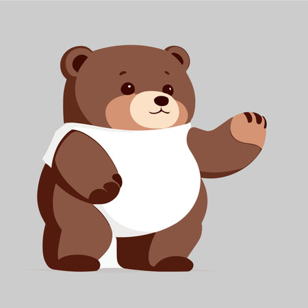 Cute cartoon bear character isolated on gray background. Vector illustration.のイラスト素材