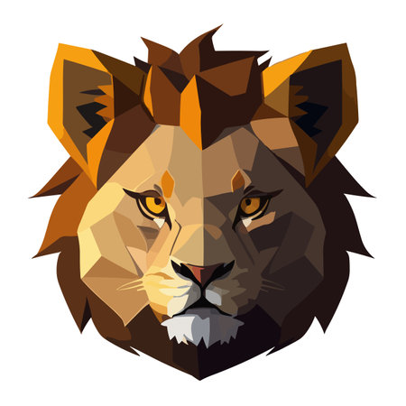 Lion head. Vector illustration of a wild animal. Cartoon style.のイラスト素材