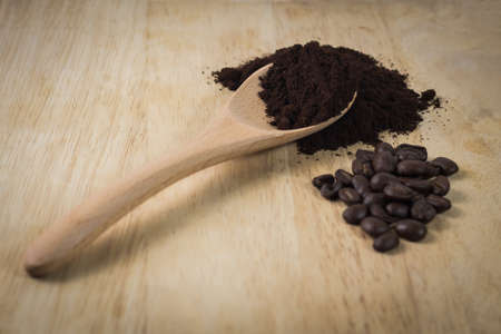 Roasted coffee powder scoopの写真素材