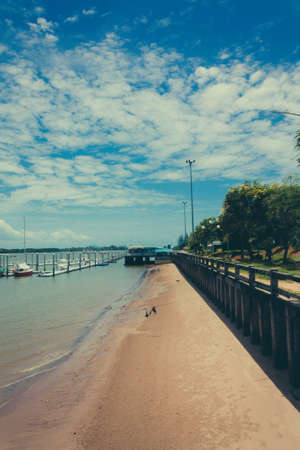 Blue sky with riverの素材