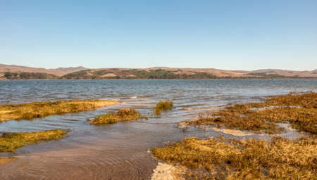 Costal view by Point Reyes shipwreck, an abandoned boat in Inverness California, Point Reyes National Seashoreの写真素材