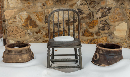 Central City, Colorado - January 3, 2021: Sculpture under the snow in front of historic Opera House in Central City, Coloradoのeditorial素材