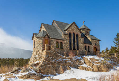 Saint Catherine's Chapel on the Rock. Church in the Rocky Mountains. Allenspark, Colorado.の写真素材