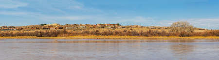 The Rio Grande River in Rio Grande Nature Center State Park, Albuquerque, New Mexicoの写真素材