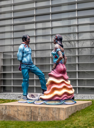 Colorado Springs, Colorado - May 15, 2021: Beautiful sculptures in front of Colorado Springs Fine...