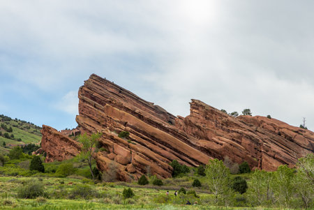Scenic spring landscape in Red Rocks Park near the town of Morrison, Coloradoの写真素材