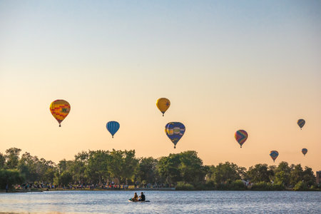 Colorado Springs, Colorado - September 5, 2021: Colorado Springs Balloon Classic 2021 in Memorial Park and Prospect Lakeのeditorial素材