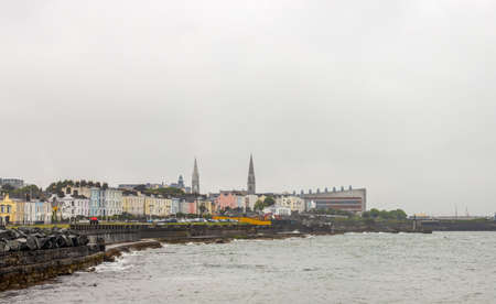 Distance view of Dun Laoghaire, Dublin county, Ireland, in a cloudy day