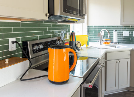 Beautiful and modern kitchen interior in a new homeの写真素材