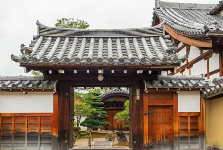 Kyoto, Japan - March 25, 2023: Myoshin-ji Temple, a Zen Buddhist complex with 46 sub-temples, featuring Zazen meditation sessions and manicured grounds in Kyoto, Japanのeditorial素材