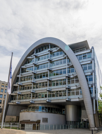 Berlin, Germany - May 31, 2023: Ludwig Erhard Haus. The exterior of the iconic modern building by architect Sir Nicholas Grimshawのeditorial素材