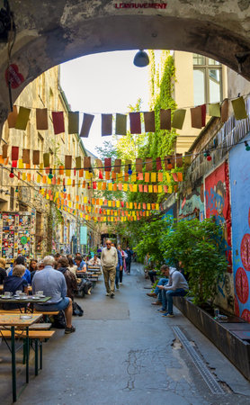 Berlin, Germany - June 2, 2023: Courtyard of Haus Schwarzenberg on Rosenthaler StraÃe, Hackescher Markt in Berlin, Germanyのeditorial素材