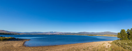 Beautiful Autumn Landscape on Granby Lake in the Colorado Rocky Mountainsの写真素材
