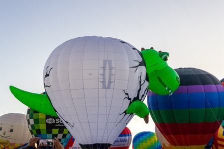 Albuquerque, New Mexico - October 7, 2023: International Hot Air Balloon Fiesta in Albuquerque, New Mexico. Nighttime glow show.のeditorial素材
