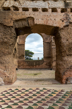 Baths of Caracalla (Terme di Caracalla), ancient ruins of Roman public thermae in Rome, Italyの写真素材