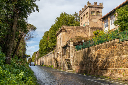 Via Appia antica (Appian way) in Rome, Italyの写真素材