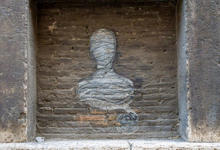 Rome, Italy - March 2, 2024: Beautiful mural on the street of Rome, Italyのeditorial素材