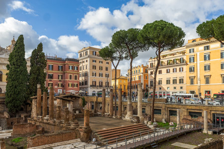 Rome, Italy - March 2, 2024: Area sacra of Largo di Torre Argentina archaeological area in Rome, Italyのeditorial素材