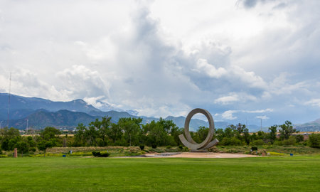 America the Beautiful Park with Julie Penrose Fountain in Colorado Springs, Coloradoの写真素材