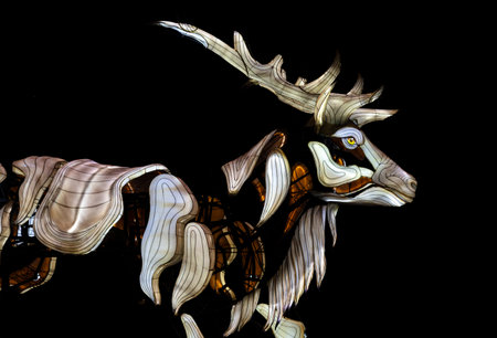 Denver, Colorado - August 15, 2024: Bright Nights at Four Mile, Paper Lantern Sculpture Festival in the Four Mile Historic Park in Denver, Coloradoのeditorial素材