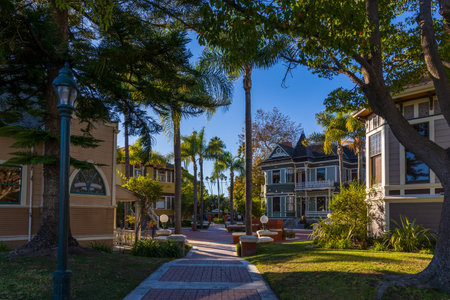 Historical landmark houses in Heritage Square of Oxnard, Californiaの写真素材