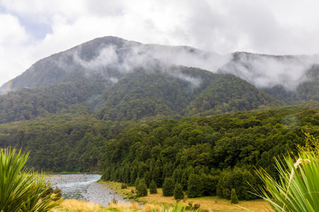 The beautiful Makarora River at the Blue pools walking track in South Island, New Zealand