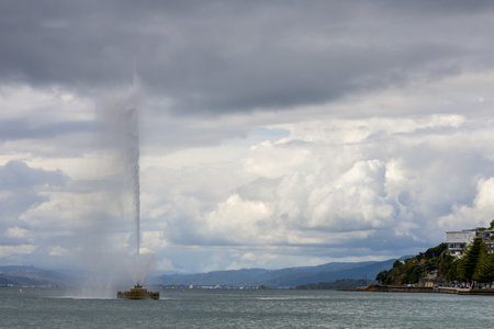 Carter Memorial Fountain in Oriental Bay beach in Wellington New Zealandの写真素材