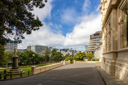 The Parliament buildings in Wellington, New Zealandの写真素材
