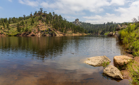 Beautiful Summer Landscape in Curt Gowdy State Park in Cheyenne, Wyomingの写真素材