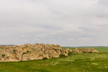 Beautiful sandstone rock formation on Colorado - Wyoming borderの写真素材