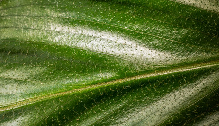 Calathea rufibarba green velvet leaf macro. Close-up, selective focus