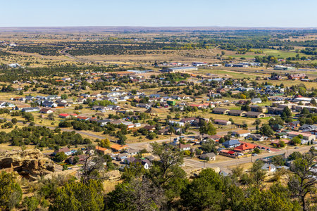 Aerial view of Trinidad, Colorado, from the Simpson's Rest vista pointの写真素材
