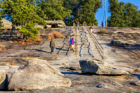 Atlanta, Georgia - November 12, 2025: People hiking on the top of Stone Mountain Park in Atlanta, Georgiaのeditorial素材