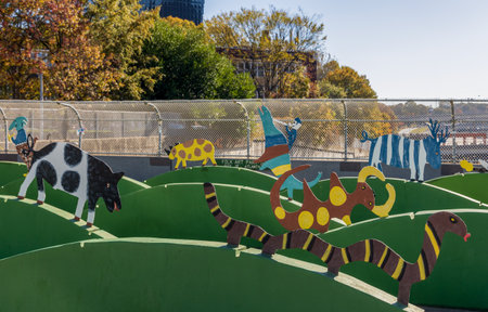 Atlanta, Georgia - November 12, 2025: Folk Art Park, created from reclaimed highway bridges, features works by regional folk artistsのeditorial素材