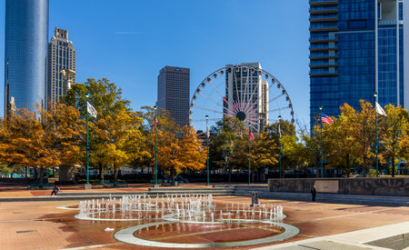 Atlanta, Georgia - November 12, 2025: Centennial Olympic Park in Downtown Atlanta, Georgia, originally built for the 1996 Olympic Gamesのeditorial素材